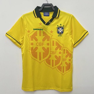 เสื้อกีฬาแขนสั้น ลายทีมชาติฟุตบอล Brazil Home 1994 แนวเรโทร แห้งเร็ว สําหรับผู้ชาย ไซซ์ S-XXL AAA