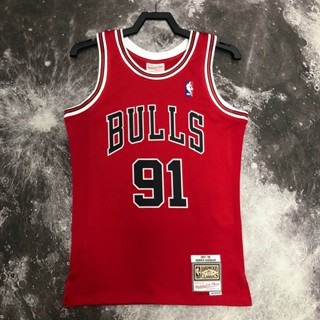 เสื้อกีฬาบาสเก็ตบอล ทีม NBA MN Season 95 Hot-pressed สไตล์วินเทจ สีแดง No.91 #23 เสื้อกั๊ก แบบกด สําหรับผู้ชาย