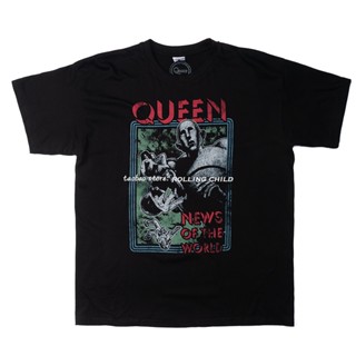 เสื้อยืดแขนสั้น ผ้าฝ้าย พิมพ์ลาย Queen Queen สไตล์โบฮีเมียนวินเทจ