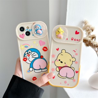 เคสซิลิโคน เคสไอโฟน iPhone 14 Pro Max iPhone 13 Pro Max iPhone 12 Pro Max iPhone 11 Pro Max Creative Design Cute Cartoon Doraemon โดราเอมอน &amp; Winnie the Pooh หมีพูห์ Silicone Case