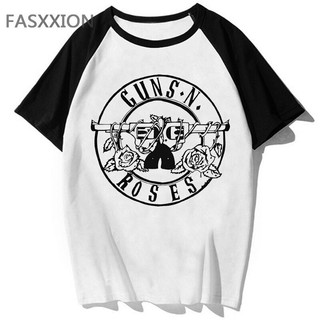 เสื้อยืด พิมพ์ลายอนิเมะ Guns And Roses สไตล์ญี่ปุ่น ฮาราจูกุ สําหรับผู้หญิง y2k