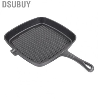 Dsubuy Cast Iron Grill Pan Ergonomic Long Handle Convenient Pour Spout Quadrate Grill