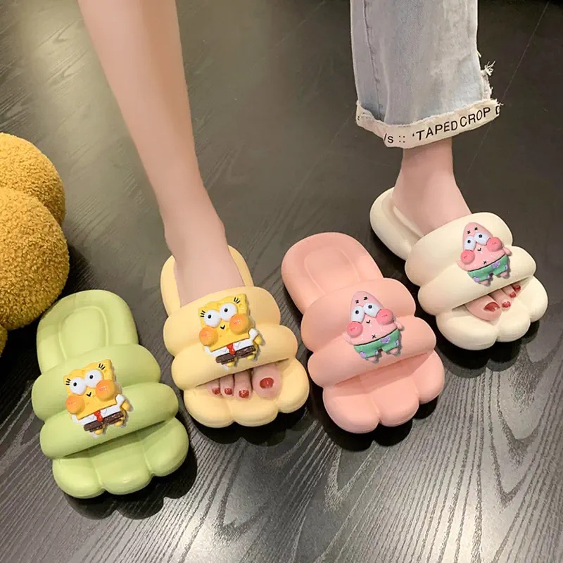 🍓EnJoy🍓 พร้อมส่ง (LT-SPB)  รองเท้าแตะแบบสวมส้นแบน ตรงหัวหยัก ลายตัวการ์ตูน