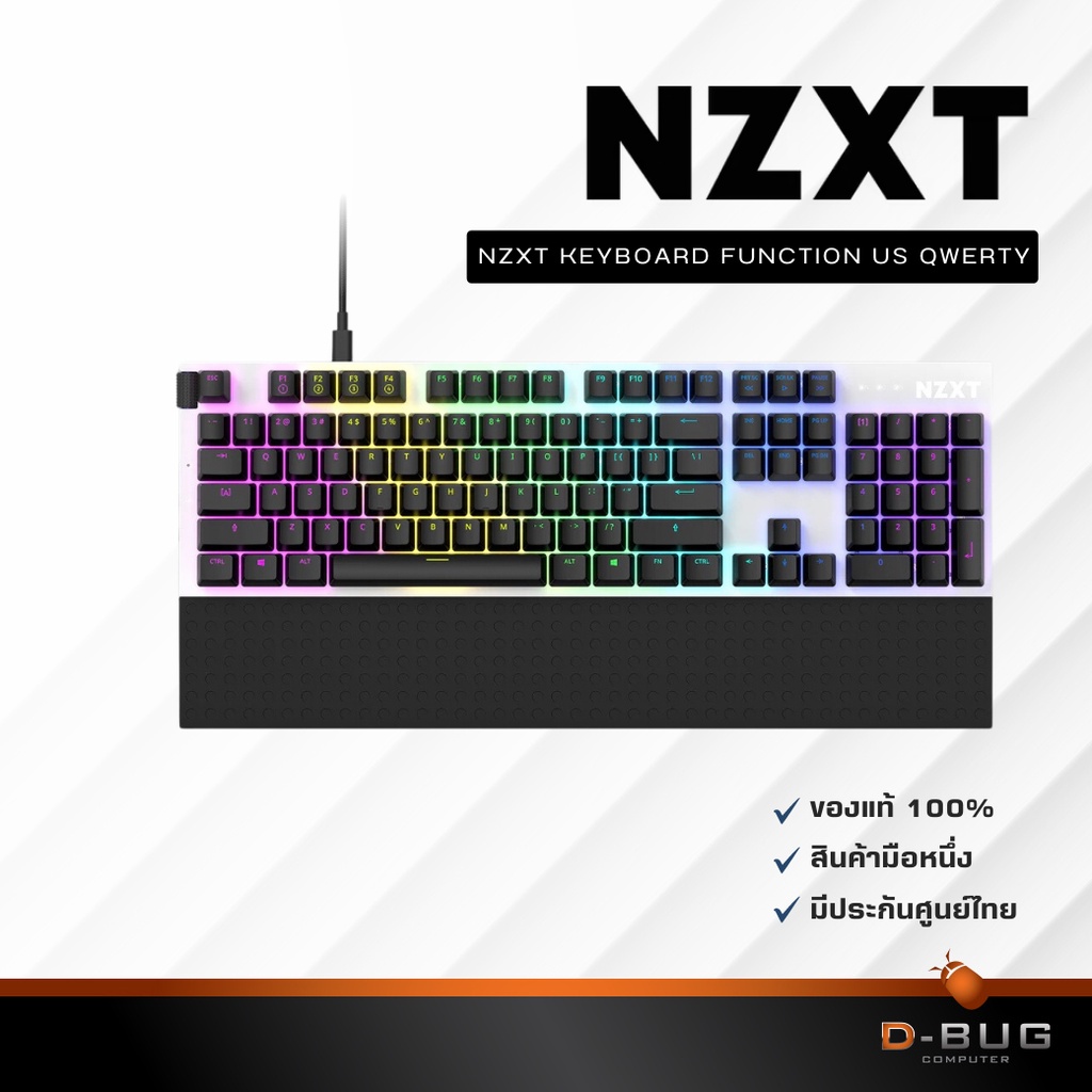 NZXT  KEYBOARD FUNCTION US QWERTY/ANSI White/Black