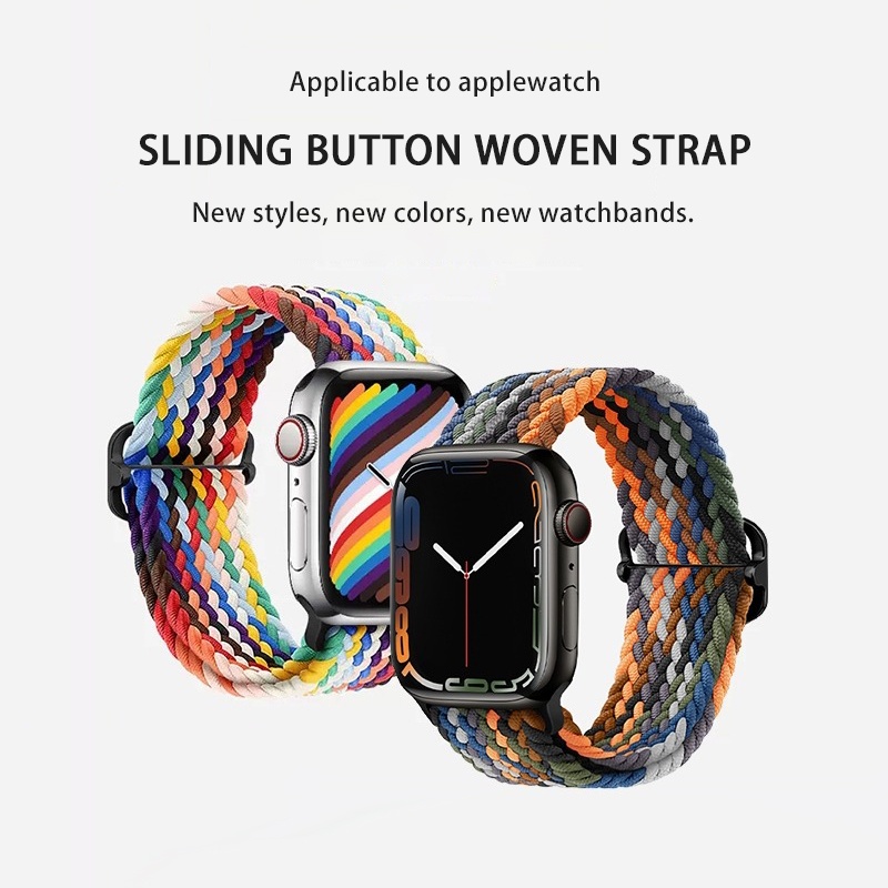 สายนาฬิกาข้อมือไนล่อนถัก ปรับได้ สําหรับ Applewatch iWatch 7 6 5 4 38 40 41 42 44 มม. S8 Ultra