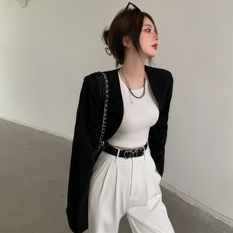 blazer เสื้อสูท โค้งเอวสูงสองสีเวอร์ชั่นเกาหลีแฟชั่นมาก