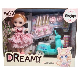 Dreamy Bay ตุ๊กตาเด็กผู้หญิง พร้อมชุดรับประทานอาหาร และรถมอเตอร์ไซต์ ช่วยเพิ่มความคิดสร้างสรรค์ให้กับน้องๆ