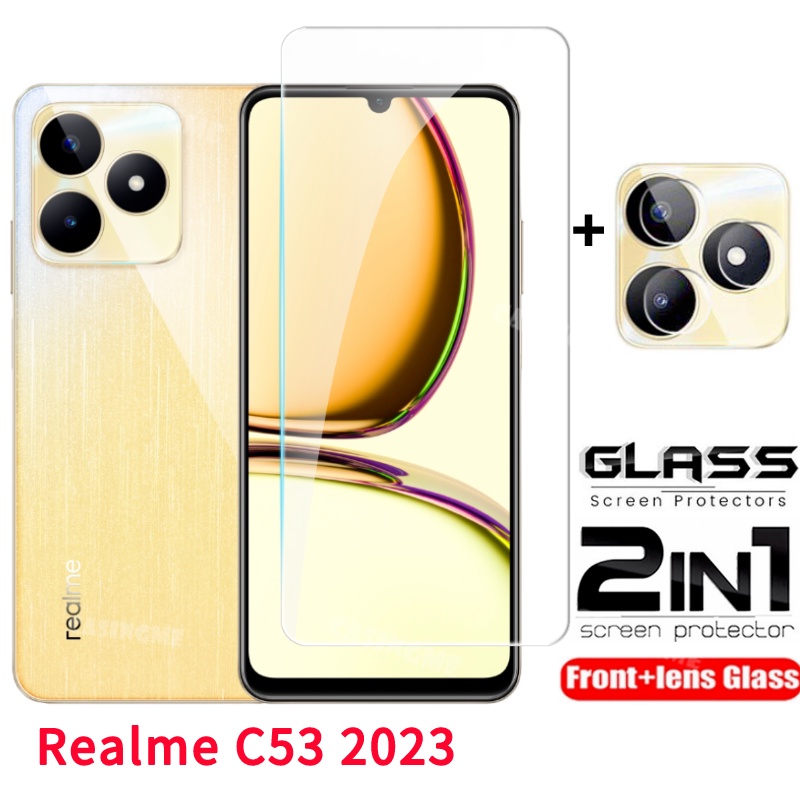 Realme C63 C61 C53 2023 กระจกนิรภัย Flim สําหรับRealme C53 RealmeC53 C 53C 2023 4G 5Gด้านหน้าฟิล์มกลับเลนส์กระจกกลับกล้องเลนส์ป้องกันหน้าจอ