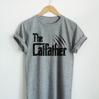 เสื้อยืดลาย The Catfather พ่อแมว เสื้อยืดทาสแมว เสื้อคนชอบแมว ไซส์ S - XXL