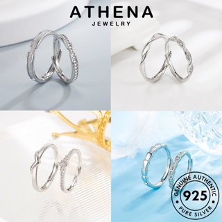 ATHENA JEWELRY แฟชั่น เรียบง่าย เครื่องประดับ Silver คู่รัก แท้ 925 เครื่องประดับ มอยส์ซาไนท์ไดมอนด์ เงิน เกาหลี ต้นฉบับ แหวน M063