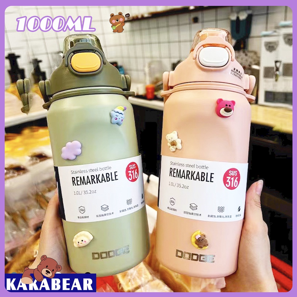 DODGE กระบอกน้ำ กระบอกน้ำเก็บเย็น 1.7 ลิตร สแตนเลส 316 กระติกเก็บความเย็น แก้วเก็บความเย็น พร้อมหลอด