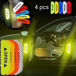 ⚡READYSTOCK⚡Car OPEN Reflective Tape Automotive 4Pcs 1 Set Exterior Warning Mark Notic