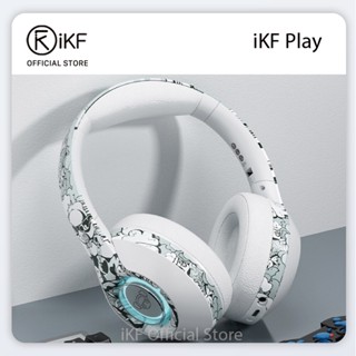 iKF Play ชุดหูฟังบลูทูธไร้สาย 2.4GHZ เพ้นท์มือ รูปกราฟฟิตี้ 50 ชั่วโมง โหมดคู่ คุณภาพเสียง Hifi สําหรับเล่นเกม