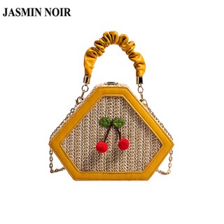 Jasmin NOIR กระเป๋าถือ กระเป๋าสะพายไหล่ สะพายข้าง สานโซ่ ขนาดเล็ก ลายเชอร์รี่ สําหรับสตรี