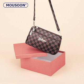 MOUSOON กระเป๋าสะพายผญ  พายข้าง กระเป๋าวินเทจ pu leather