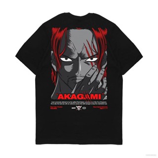 [S-5XL]Ag เสื้อยืดแขนสั้นลําลอง ทรงหลวม พิมพ์ลายอนิเมะ One Piece SHANKS แฟชั่นสําหรับผู้ชาย