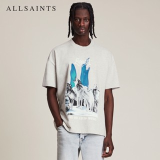 Allsaints เสื้อยืดคอกลม แขนสั้น พิมพ์ลาย แฟชั่นฤดูร้อน สําหรับผู้ชาย MG211V