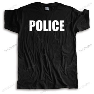 New ใหม่ เสื้อยืดลําลอง แขนสั้น พิมพ์ลายตํารวจ Police สีดํา เหมาะกับงานปาร์ตี้ สไตล์ยุโรป สําหรับผู้ชาย