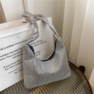 2023 New Diamond Embedding Full Diamond Dinner Bag Fashionable Personalized Simple Water Diamond Handmade Underarm Bag One Shoulder Handbag