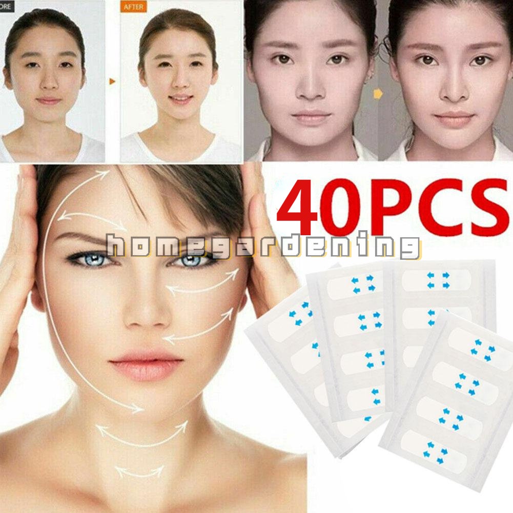 40 ชิ้น / เซต มองไม่เห็น สติกเกอร์หน้า บาง ใบหน้า เส้นริ้วรอย หย่อนคล้อย ผิว รูปตัว V ยกกระชับใบหน้า คาง เทปกาว