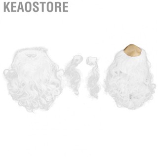 Keaostore Wig Beard Set White Synthetic Curly Hair Costume Facial False Fake Eyebrows for Party B