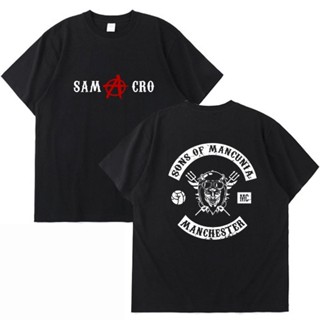 การออกแบบเดิมใหม่ เสื้อยืด ผ้าฝ้าย 100% พิมพ์ลายกราฟฟิค Sons of Anarchy SAMCRO Sons of Mancunia MC Street สําหรับผู้ชายS-5