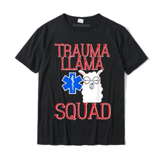 เสื้อยืด ผ้าฝ้าย แขนสั้น พิมพ์ลาย trauma llama EMT EMS ขนาดใหญ่ สําหรับผู้ชาย นักเรียน