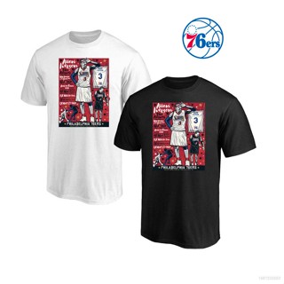 เสื้อยืดแขนสั้นลําลอง คอกลม ทรงหลวม ลายการ์ตูน NBA Philadelphia 76ers No.3 Iverson สําหรับผู้ชาย และผู้หญิง