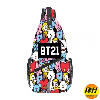 Bt21 กระเป๋าคาดอก กระเป๋าสะพายไหล่ กระเป๋าคาดอก ลายการ์ตูนอนิเมะ สําหรับผู้ชาย เดินป่า