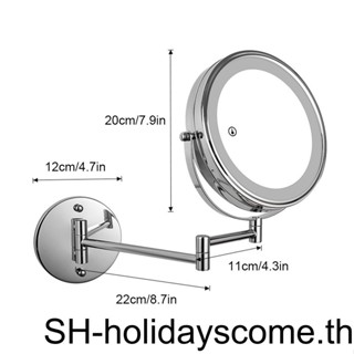 【Hclm】กระจกแต่งหน้า โลหะ พับได้ สองด้าน สวิตช์สัมผัส พร้อมไฟ LED บ้าน ห้องน้ํา ห้องอาบน้ํา แว่นขยายเครื่องสําอาง