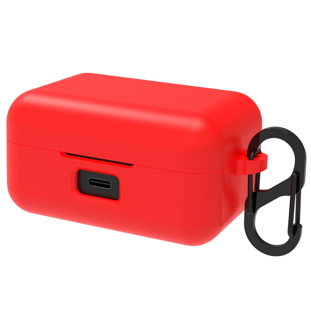 Geekria เคสหูฟังซิลิโคน พร้อมตะขอพวงกุญแจ สีแดง สําหรับ Sennheiser Momentum 3 True Wireless Earbuds