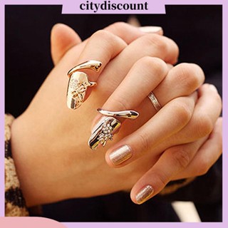 &lt;citydiscount&gt; แหวนอัลลอย ประดับพลอยเทียม สําหรับขัดเล็บ 1 ชิ้น