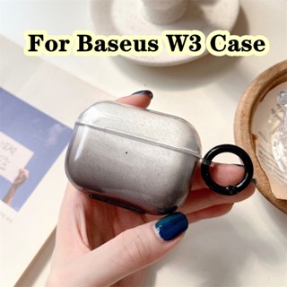 【ของแท้】เคสหูฟังนิ่ม แบบใส ไล่โทนสีฟ้า ม่วง สําหรับ Baseus W3 Baseus W3