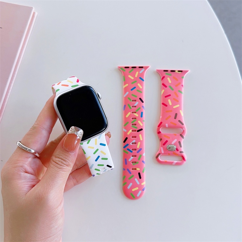 สายนาฬิกาข้อมือซิลิโคน ลายผีเสื้อ หลากสี สําหรับ Smart Watch 8 7 6 4 5 6 SE 3 iWatch Band 45 มม. 41 มม. 40 มม. 42 มม. 38 มม. 44 มม. 49 มม.