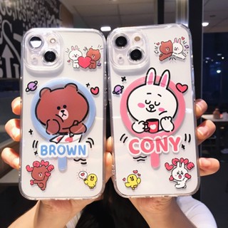 เคสโทรศัพท์มือถือ แบบนิ่ม กันกระแทก ลายการ์ตูนหมีโคนี่ และบราวน์ สําหรับ iPhone 14 13 12 11 Pro Max 14Pro