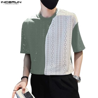 Incerun เสื้อยืด คอกลม แขนสั้น สีดํา และสีขาว แฟชั่นสําหรับผู้ชาย