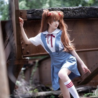 ชุดคอสเพลย์ Asuka Evangelion Aya Polly cos สีฟ้า สําหรับวิทยาลัย