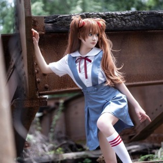 ชุดคอสเพลย์ Asuka Evangelion Aya Polly cos สีฟ้า สําหรับวิทยาลัย