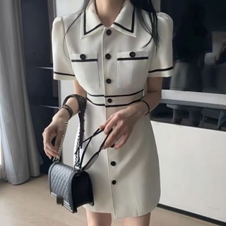 Yatro Socialite Elegant High-end Light Luxury Polo Collar A- Line Knitted Dress 2023 Summer New