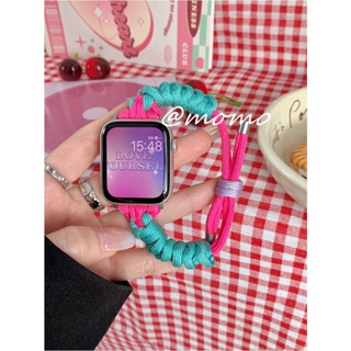 สายนาฬิกาข้อมือไนล่อนถัก ปรับได้ หลากสี สําหรับ iWatch Band Series 8 7 6 5 4 Ultra 49 มม. 45 มม. 41 มม. 44 มม. 40 มม.