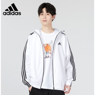 【พร้อมส่ง】ของแท้ Adidas เสื้อแจ็กเก็ต กันลม ทรงหลวม ระบายอากาศ 100% สําหรับผู้ชาย และผู้หญิง IB0382