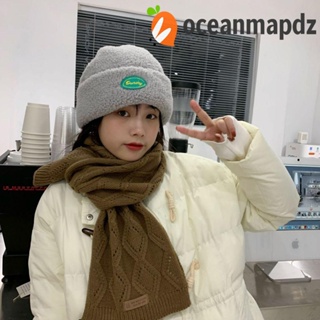 OCEANMAPDZ หมวกบีนนี่ ผ้าขนแกะ ป้องกันหู ให้ความอบอุ่น แฟชั่นฤดูใบไม้ร่วง และฤดูหนาว สําหรับผู้หญิง