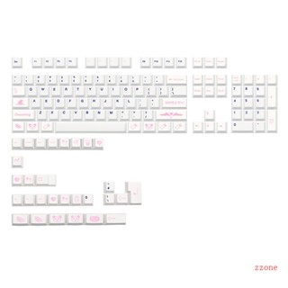 Zzz ปุ่มกดคีย์บอร์ด PBT ลายเชอร์รี่ สีชมพู 133 คีย์ สําหรับสวิตช์ Mechanical MX