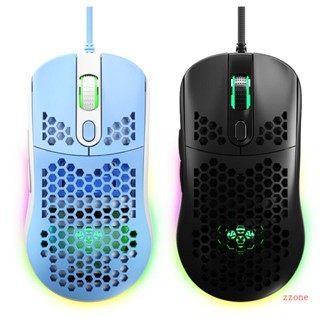 Zzz เมาส์ออปติคอลเล่นเกม ลายรังผึ้ง ปรับได้ DPI 12000 RGB สําหรับคอมพิวเตอร์