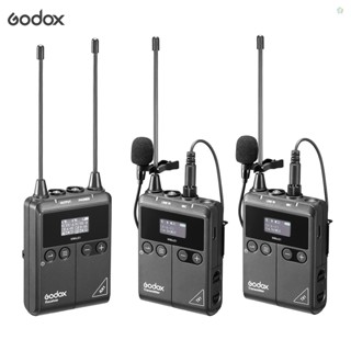 (adspth)Godox Wmics1 kit2 UHF ไมโครโฟนไร้สาย พร้อมตัวส่งสัญญาณ TX1 2 ชิ้น และตัวรับสัญญาณ RX1 1 ชิ้น สําหรับสมาร์ทโฟน กล้อง มิกเซอร์ บันทึกเสียง สตรีทอินเตอร์เน็ต