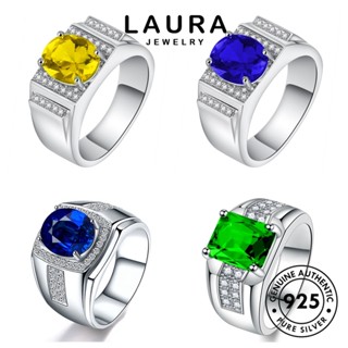 Laura Jewelry แหวนเงิน 925 ประดับไพลิน เรียบง่าย เครื่องประดับ สําหรับผู้ชาย M086