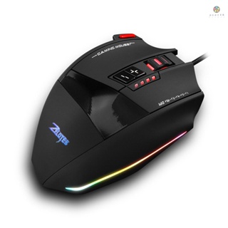 Pcex) Zelotes C-13 เมาส์เกมมิ่งมีสาย 13 คีย์ 10000DPI ไฟ RGB หน่วยความจําในตัว 128KB น้ําหนักเบา