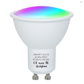 Hgt หลอดไฟอัจฉริยะไร้สาย LED 5W ZigBee โหมดคู่ สีขาว RGB 16 ล้านสี GU10 ควบคุมด้วยแอป หลากสี