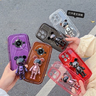 พร้อมส่ง เคสโทรศัพท์มือถือ ซิลิโคนนิ่ม ใส กันกระแทก ลายหมีอวกาศ พร้อมขาตั้ง สําหรับ Realme11 Pro Realme 11 Pro + Plus 5G 2023 Realme 11 Pro