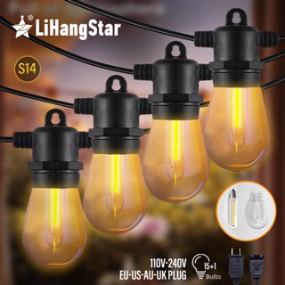 สายไฟหิ่งห้อย LED S14 แรงดันสูง กันน้ํา กันแตก สําหรับตกแต่งสวน คริสต์มาส กลางแจ้ง 50 ฟุต